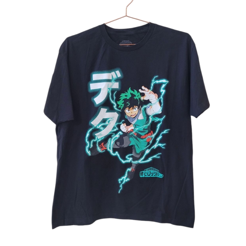 Funimation My Hero Academia Black Anime Izuku Midoriya Deku Graphic Shirt XL